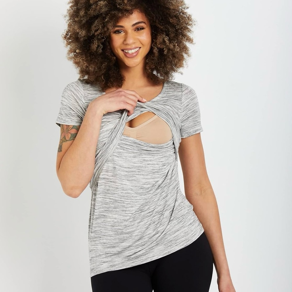 Motherhood Gray Heathered Short Sleeve Top